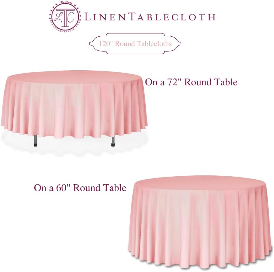 LTC LINENS 10 Pack 120 Inch Round Tablecloth Ivory for 60 Inch Round Table - Bulk Round Table Cover - Washable, Wrinkle Resistant Polyester Fabric Cloth for Wedding, Party