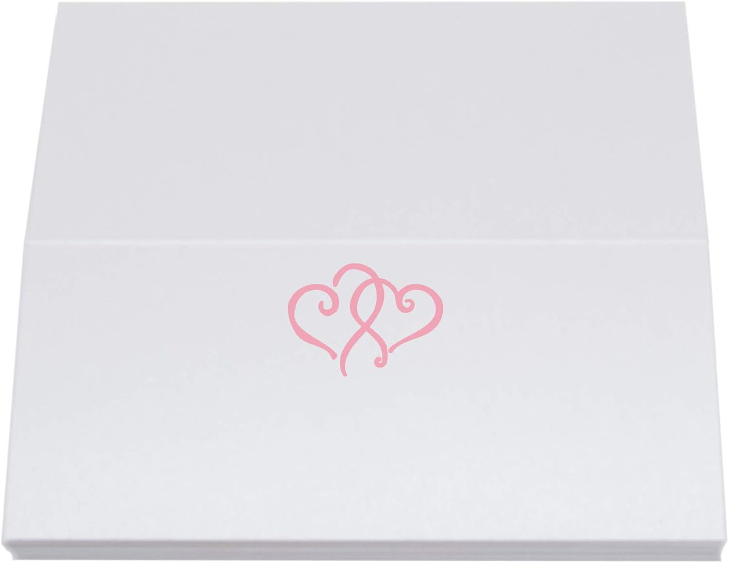 Linked Hearts Place Cards, Pink (Choose Color), Set of 60, Pre-cut and Scored - Wedding, Party, Dinner, and Special Events - Made in the USA