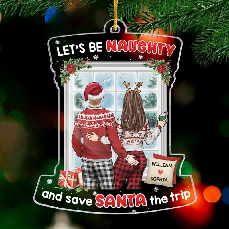 Pawfect House Save Santa The Trip Personalized Christmas Tree Ornaments, Couple Christmas, Anniversary, Wedding, Engagement Gifts for Husband, Wife, Boyfriend, Girlfriend, Xmas Decorations