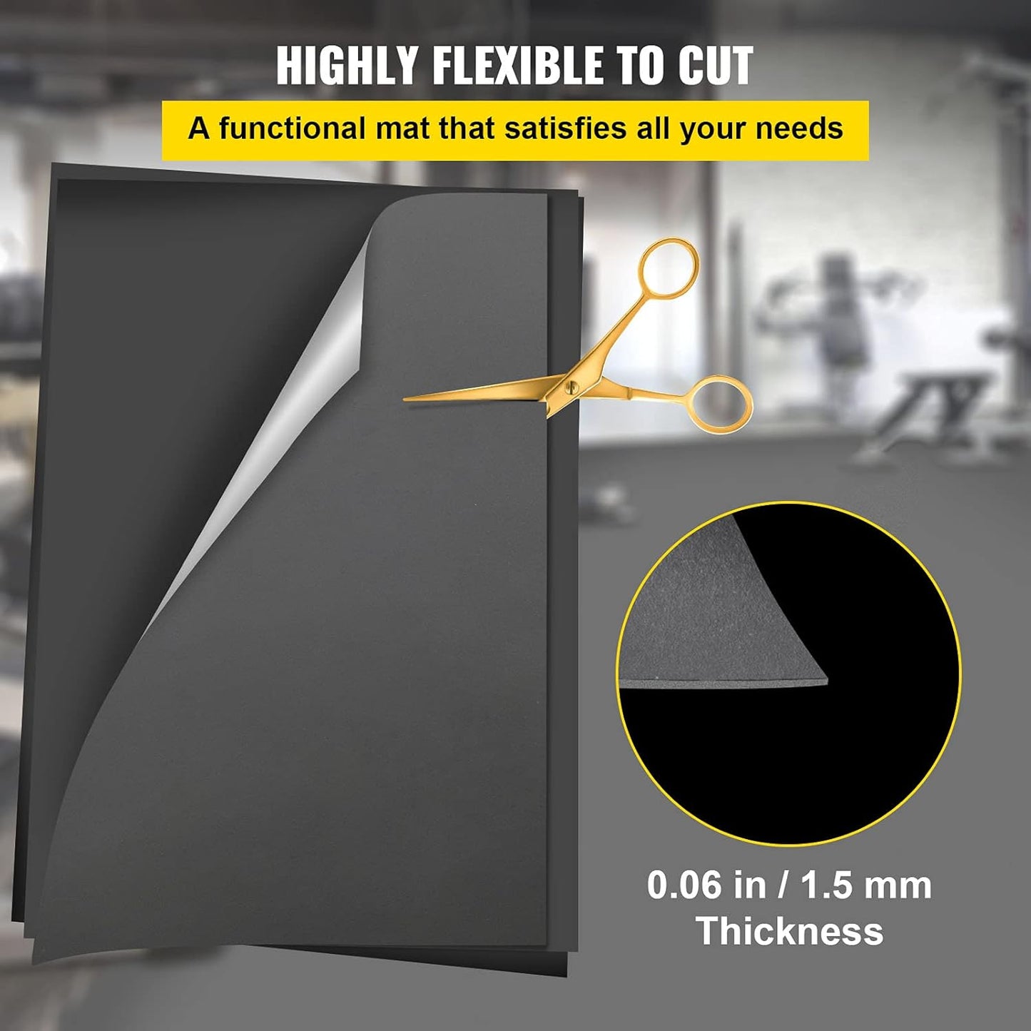 VEVOR Dance Floor Roll - 6.6x9.8ft, 0.06in Thick PVC Vinyl, Black/Grey Reversible, Non-Slip, Ballet & Jazz Style