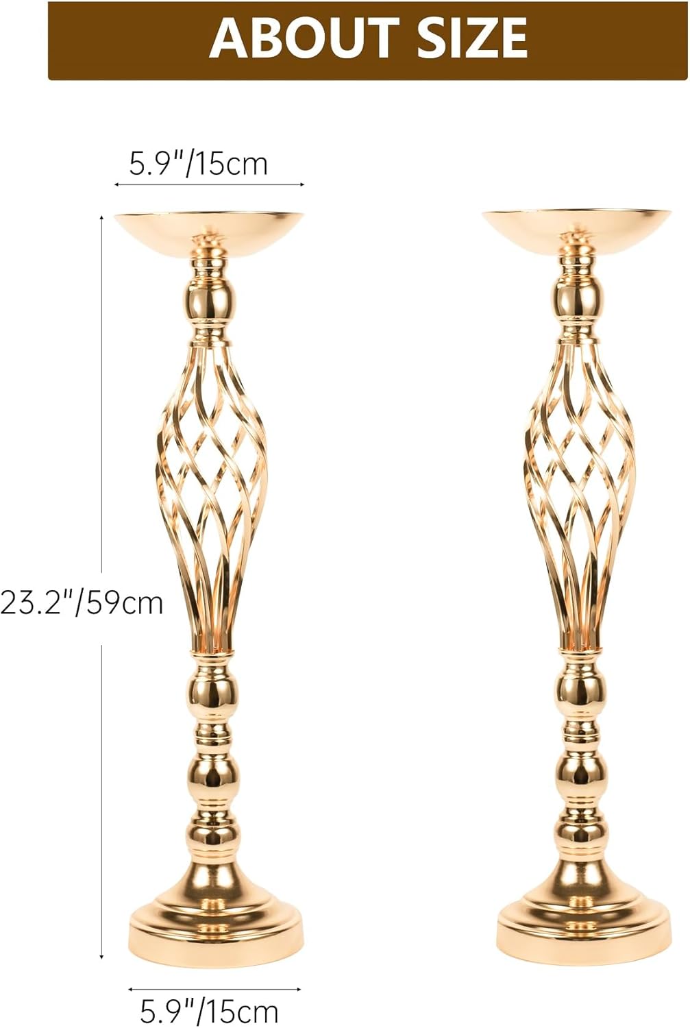 LANLONG 10pcs Metal Gold Candle Holders Road Lead Table Centerpiece Stand Pillar Candlestick for Wedding Candelabra Flowers Vases