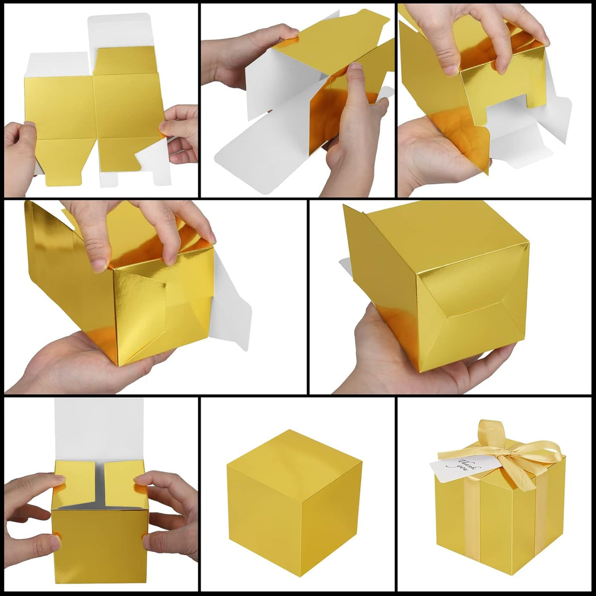 50 Pack Small Gift Boxes, 3x3x3 Favor Boxes Gold Paper Gift Boxes with Lids for Presents, Crafting, Cupcake Boxes, Gifts, Candy Boxes for Wedding Party Bridal Shower Baby Shower Favors