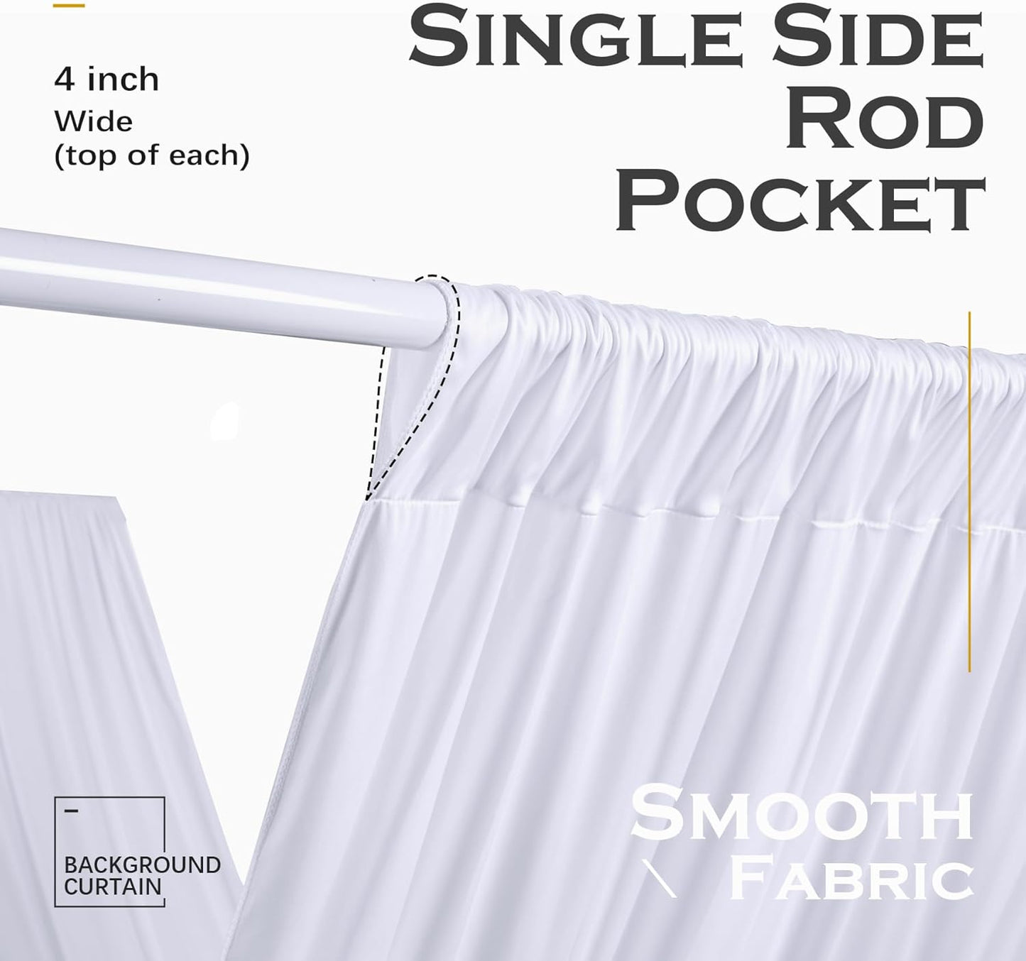 PartyVillage 10 Panels 5ftx30ft White Ceiling Drapes for Wedding Parties â 30 FT Extra Long Thick Polyester Wrinkle-Free Drapery Tent Decor Decorations for Birthday Party Ceremony Stage Swag