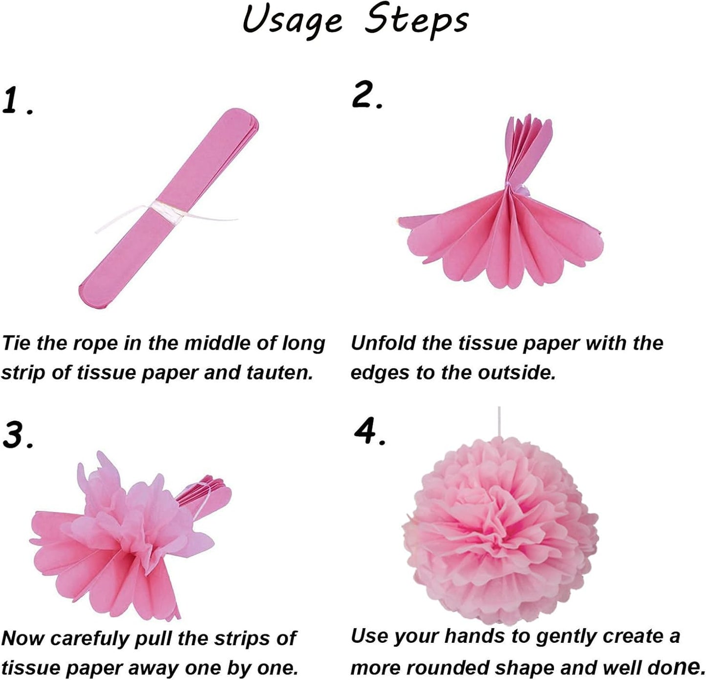 Capesaro Blush Pink, Dusty Rose Gold Paper Pom Poms - Tissue Pom Poms Decorations for Party Wedding Hanging Decor - 16 Piece Set