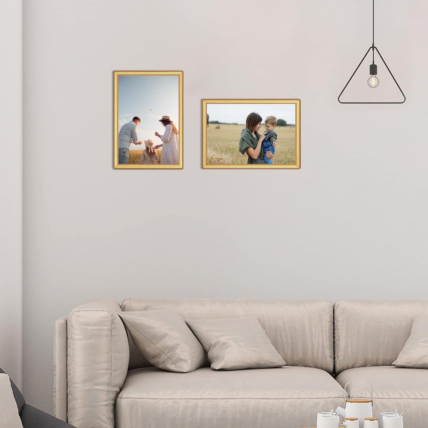 4x6 Picture Frame Matte Gold Modern Simple Thin Aluminum Metal Photo Frame with HD Real Glass, Display for Tabletop and Wall Collage. (2 Pack)