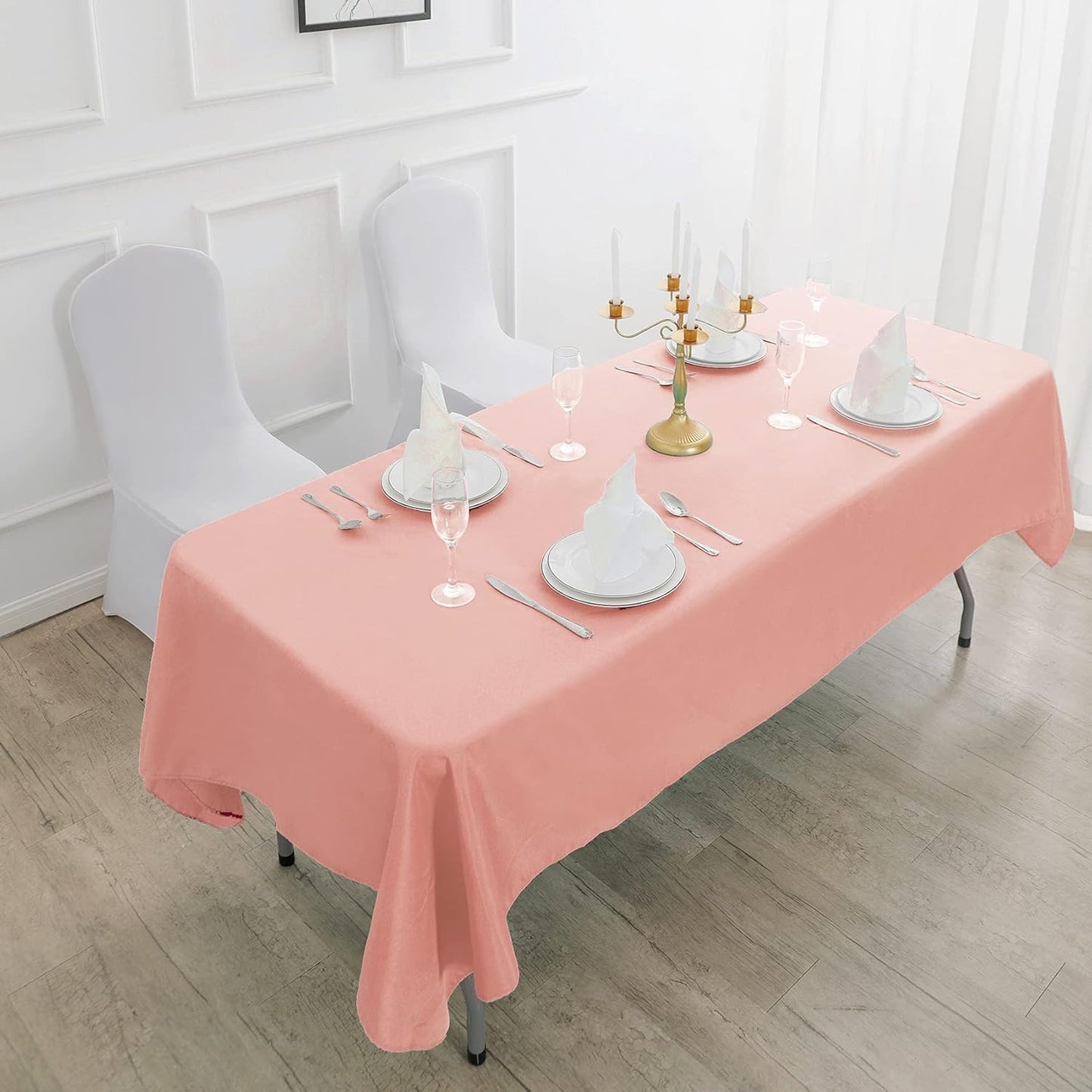 Rectangle Tablecloth 60x120 inch Washable Polyester Fabric Table Cloth for Wedding Party Dining Banquet Decoration(60x120, Dusty Pink)