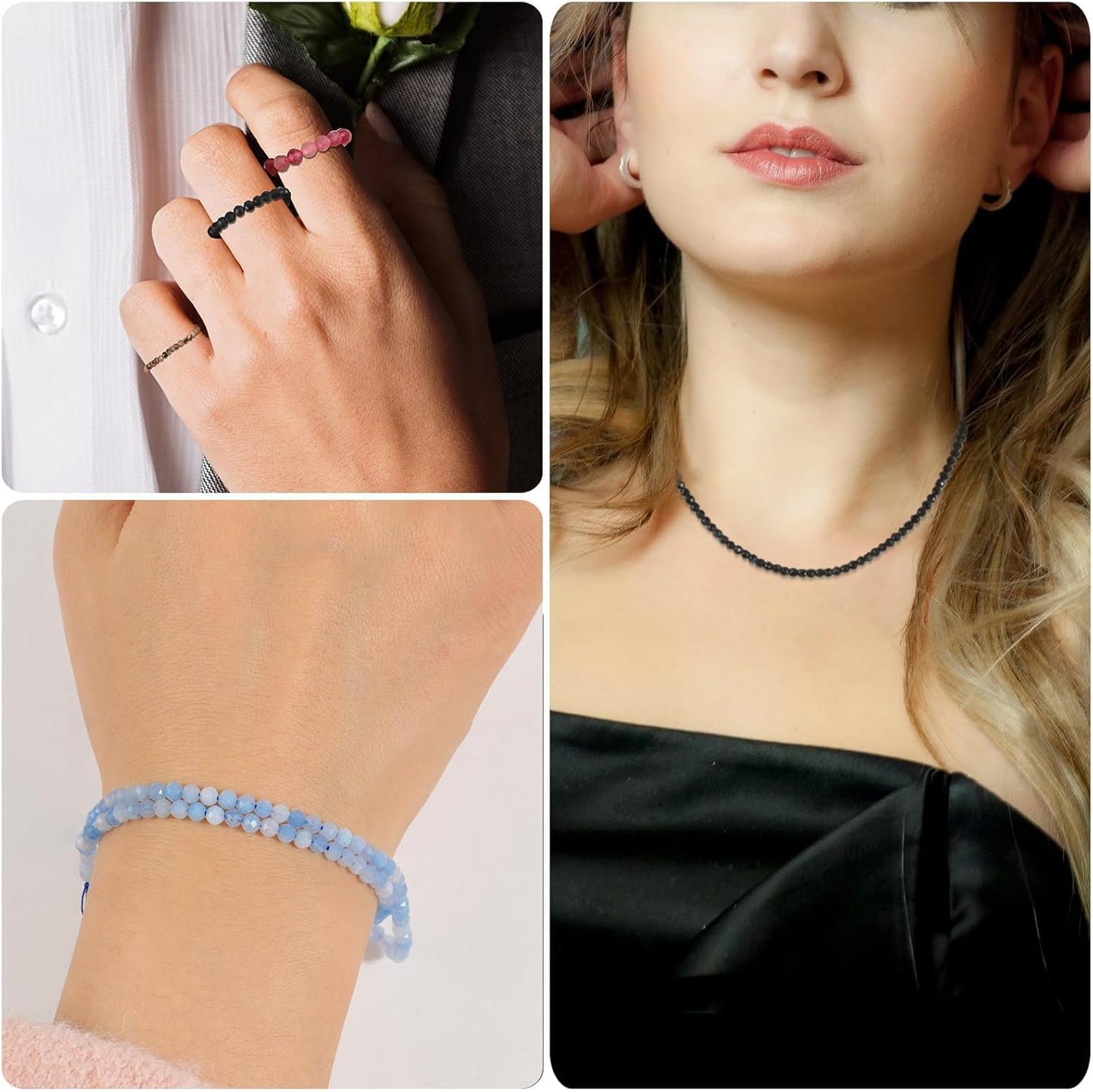 Song Xi 120pcs 3mm Natural Pink Tourmaline Gemstone Beads Faceted Round Loose Stone Beads for Jewelry Making