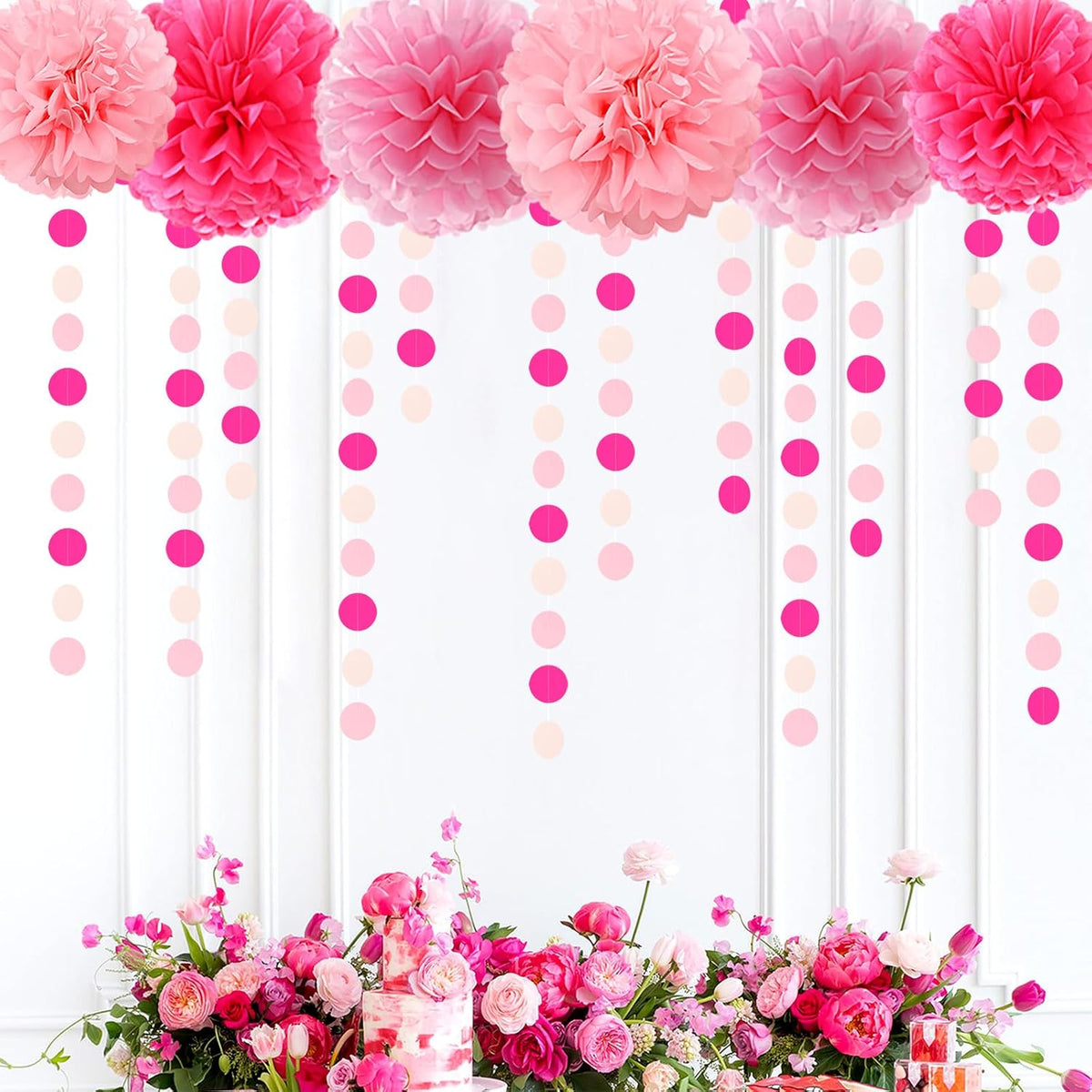Hot-Pink Party-Decorations Paper-Garland Streamers Banner - 52Ft Girl Birthday Flamingo Baby Shower Engagement Wedding Bachelorette Hanging Decor Ouruola