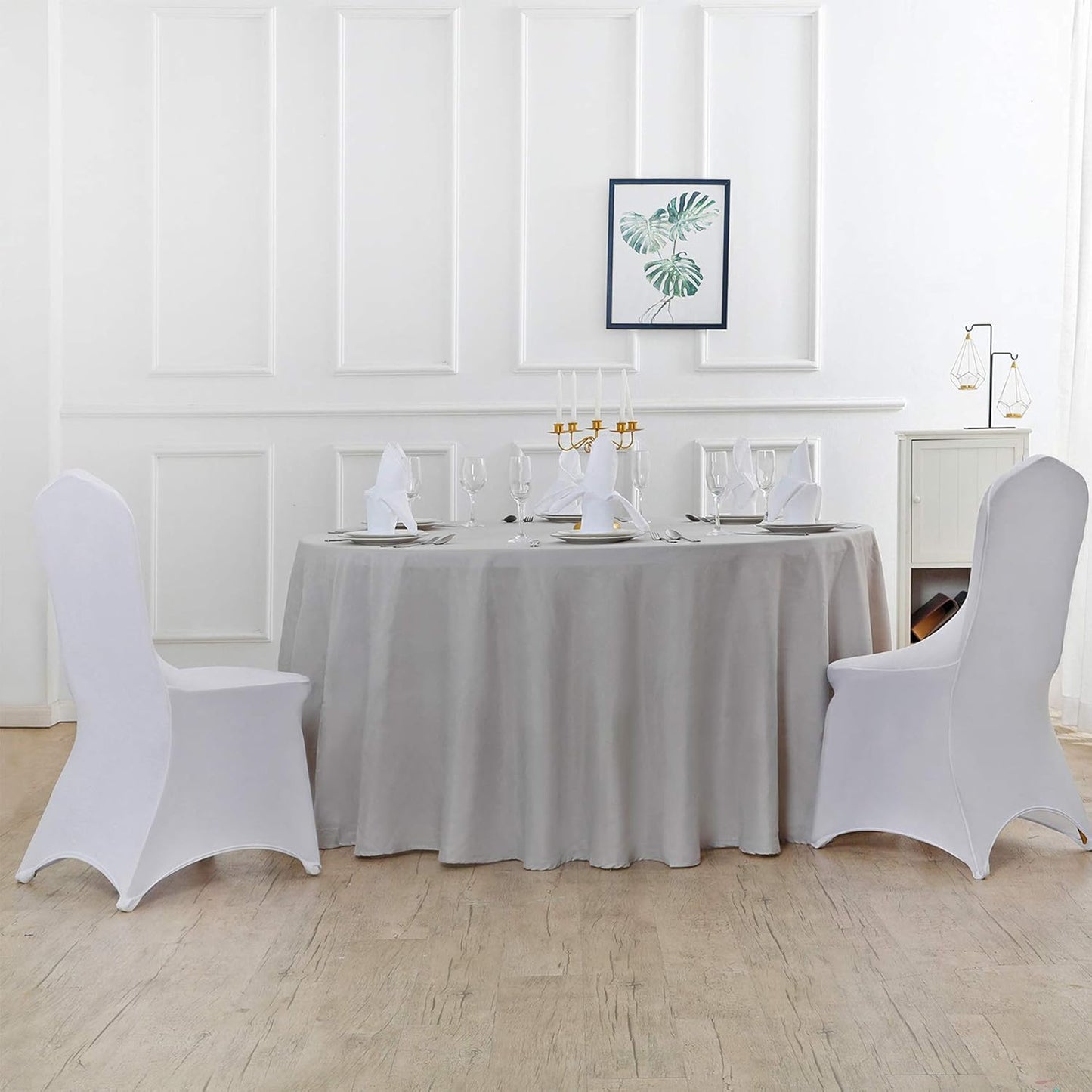 120 inch Round Tablecloth Washable Polyester Table Cloth Decorative Table Cover for Wedding Party Dining Banquet(120 inch,Silver)