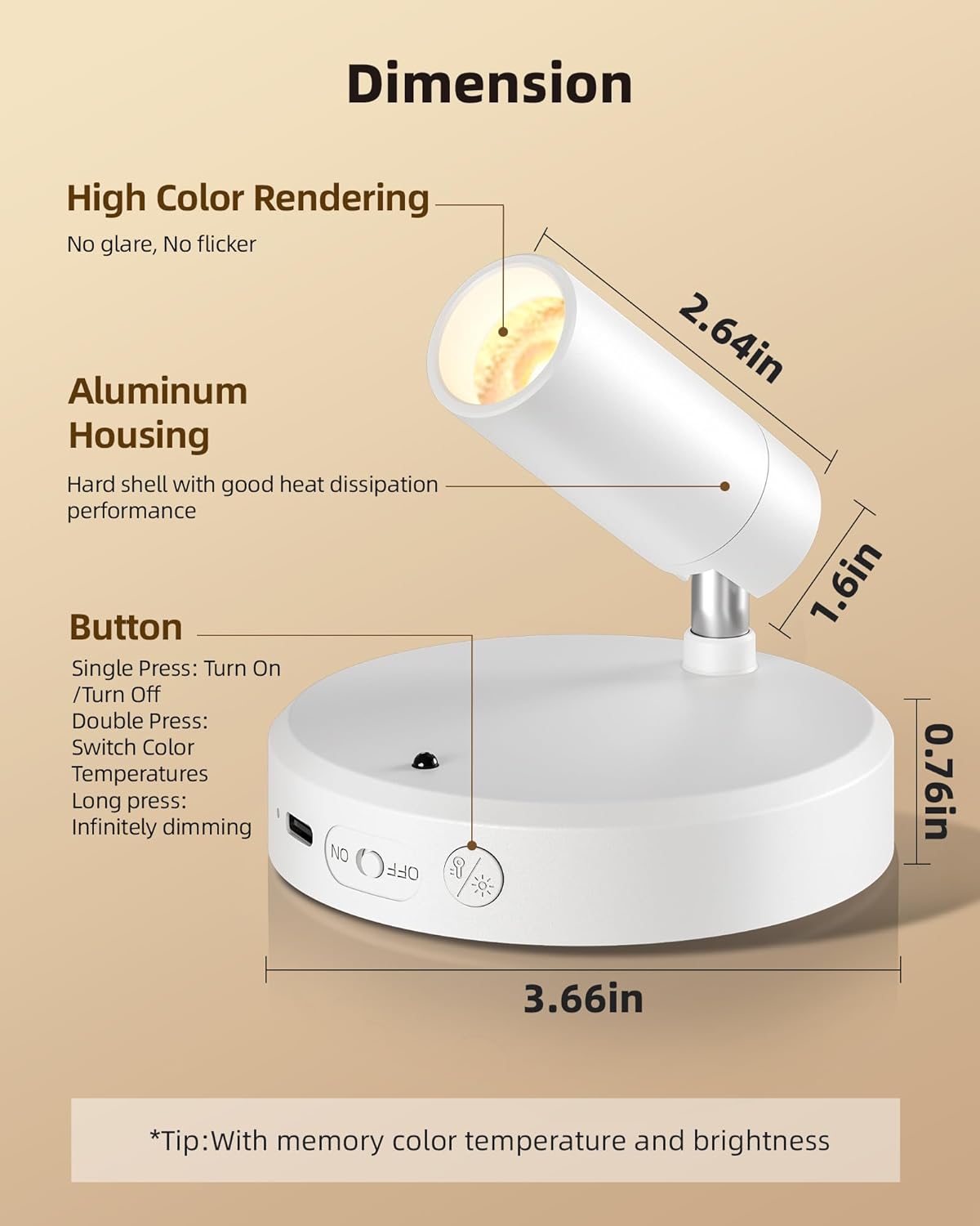 EZVALO Spot Lights Indoor,5500mAh Rechargeable Plants Spotlights with Remote,Wireless Mini Art Accent Spot Lights with Timer&Dimmable, 3CCT, Uplights Indoor for Plants,Display,Artwork(4Pack-White)
