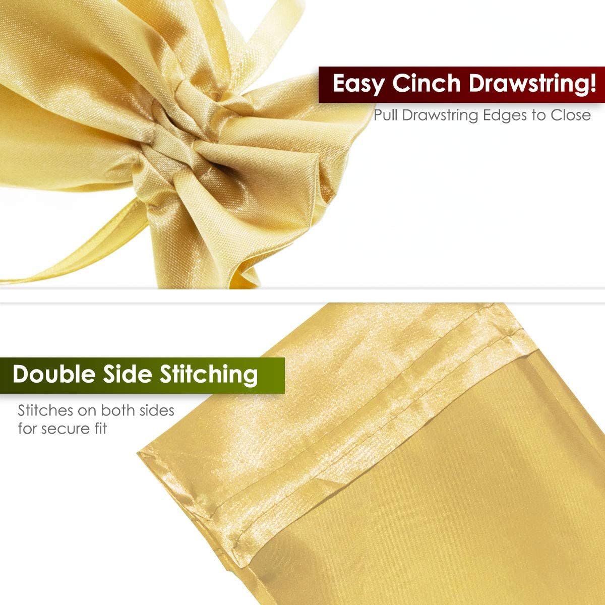 4" x 6" Gold Satin Gift Bags, Jewelry Bags, Wedding Favor Drawstring Baby Shower Christmas 50 per Pack