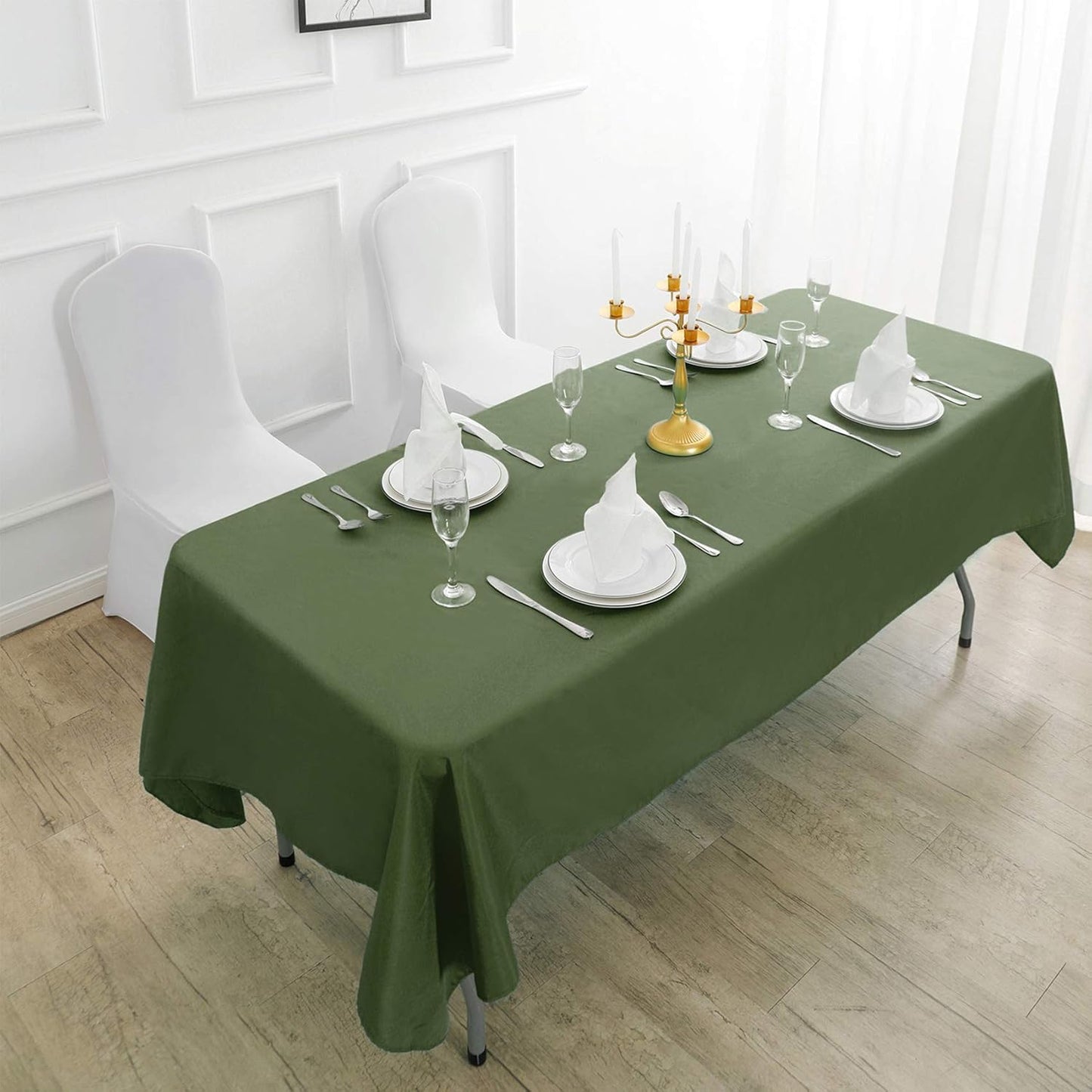Rectangle Tablecloth 60x120 inch Washable Polyester Fabric Table Cloth for Wedding Party Dining Banquet Decoration(60x120, Willow)