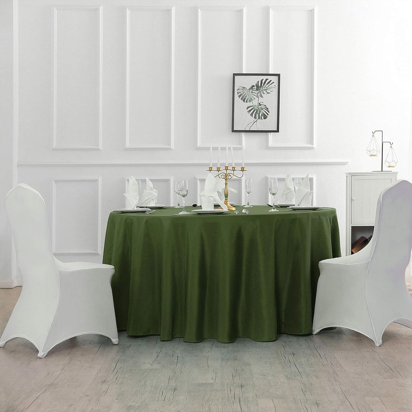 120 inch Round Tablecloth Washable Polyester Table Cloth Decorative Table Cover for Wedding Party Dining Banquet(120 inch,Willow)