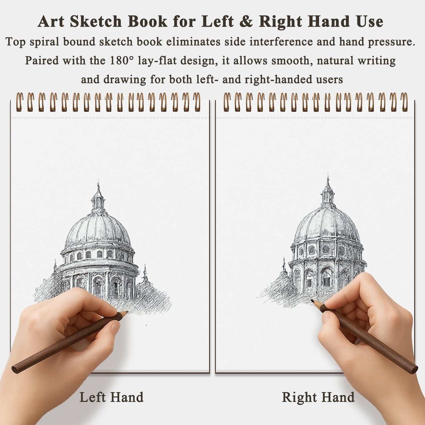 9 x 12 inches Sketch Book, Top Spiral Bound Sketch Pad, 4 Pack 100 Sheets Each (68lb/100gsm), Acid Free Art Sketchbook Artistic Drawing Painting Writing Paper for Kids Adults Beginners Artists