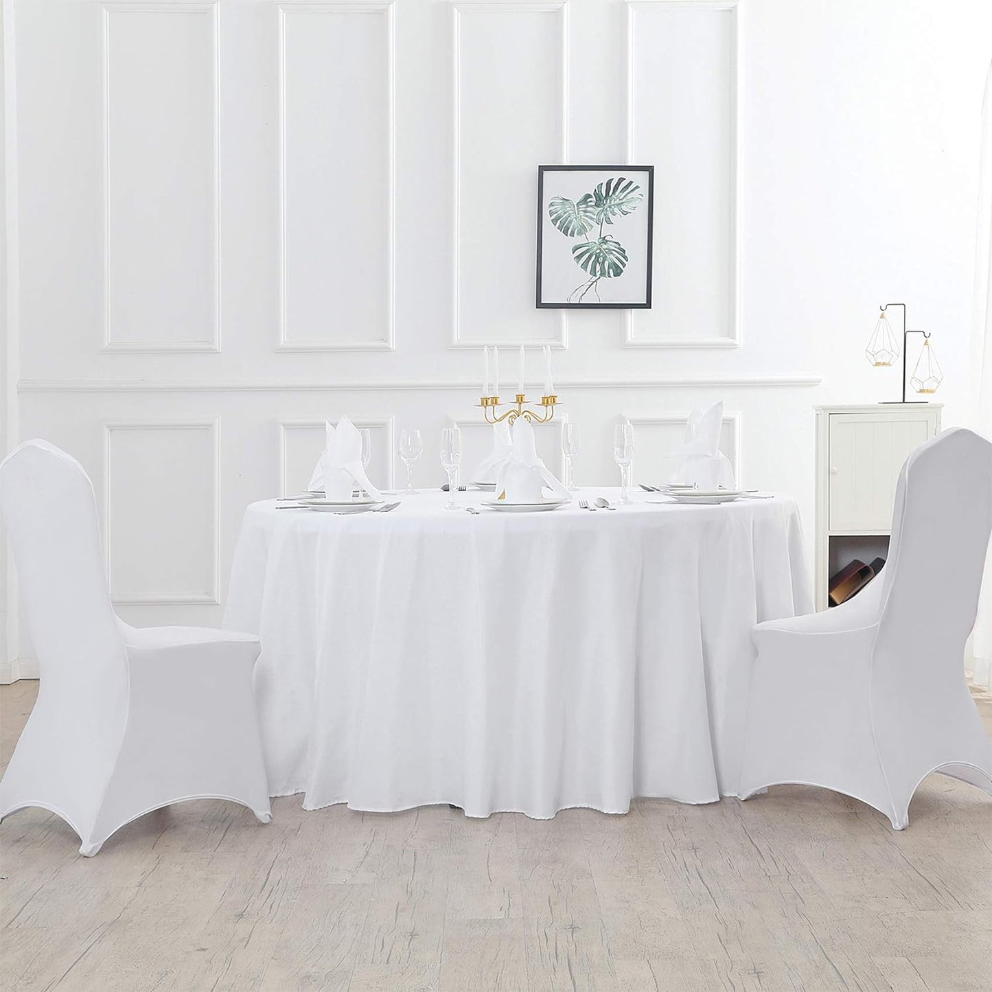 132 inch Round Tablecloth Washable Polyester Table Cloth Decorative Table Cover for Wedding Party Dining Banquet(132 inch,White)