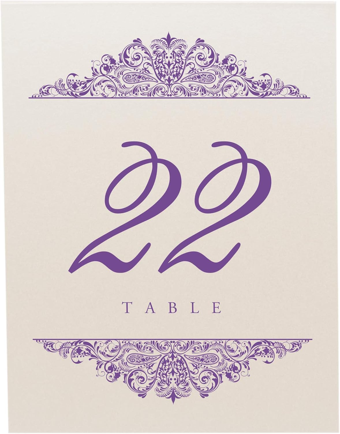 Paisley Wedding Table Numbers (Select Color/Quantity), Champagne, Purple, 1-100, Double Sided, Tent or Use in a Stand, Great for Parties & Restaurants - Made in the USA
