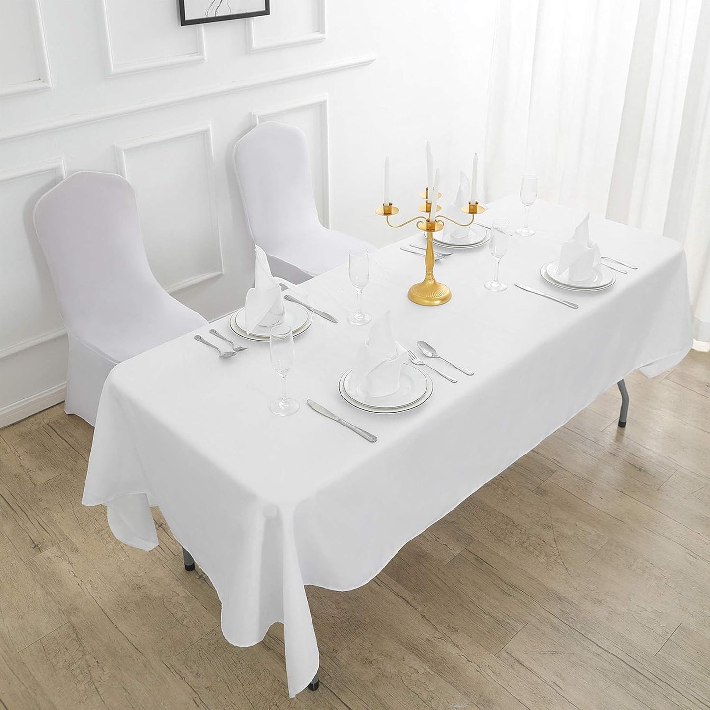 Rectangle Tablecloth 60x120 inch Washable Polyester Fabric Table Cloth for Wedding Party Dining Banquet Decoration(60x120, White)