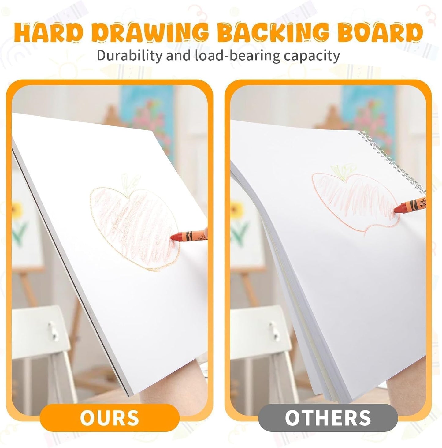 Umriox Drawing Pad for Kids, 9" x 12" Sketch Book, 4-Pack Sketch Pad (50 Sheets Each), 110gsm Acid-Free Drawing Paper, Glue-Bound Art Sketchbook for Kids' Classroom, Travel & School Art Supplies