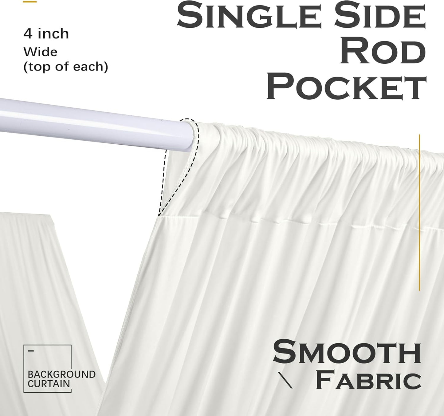 PartyVillage 2 Panels 5ftx30ft Ivory Ceiling Drapes for Wedding Parties â 30 FT Extra Long Thick Polyester Wrinkle-Free Drapery Tent Decor Decorations for Birthday Party Ceremony Stage Swag
