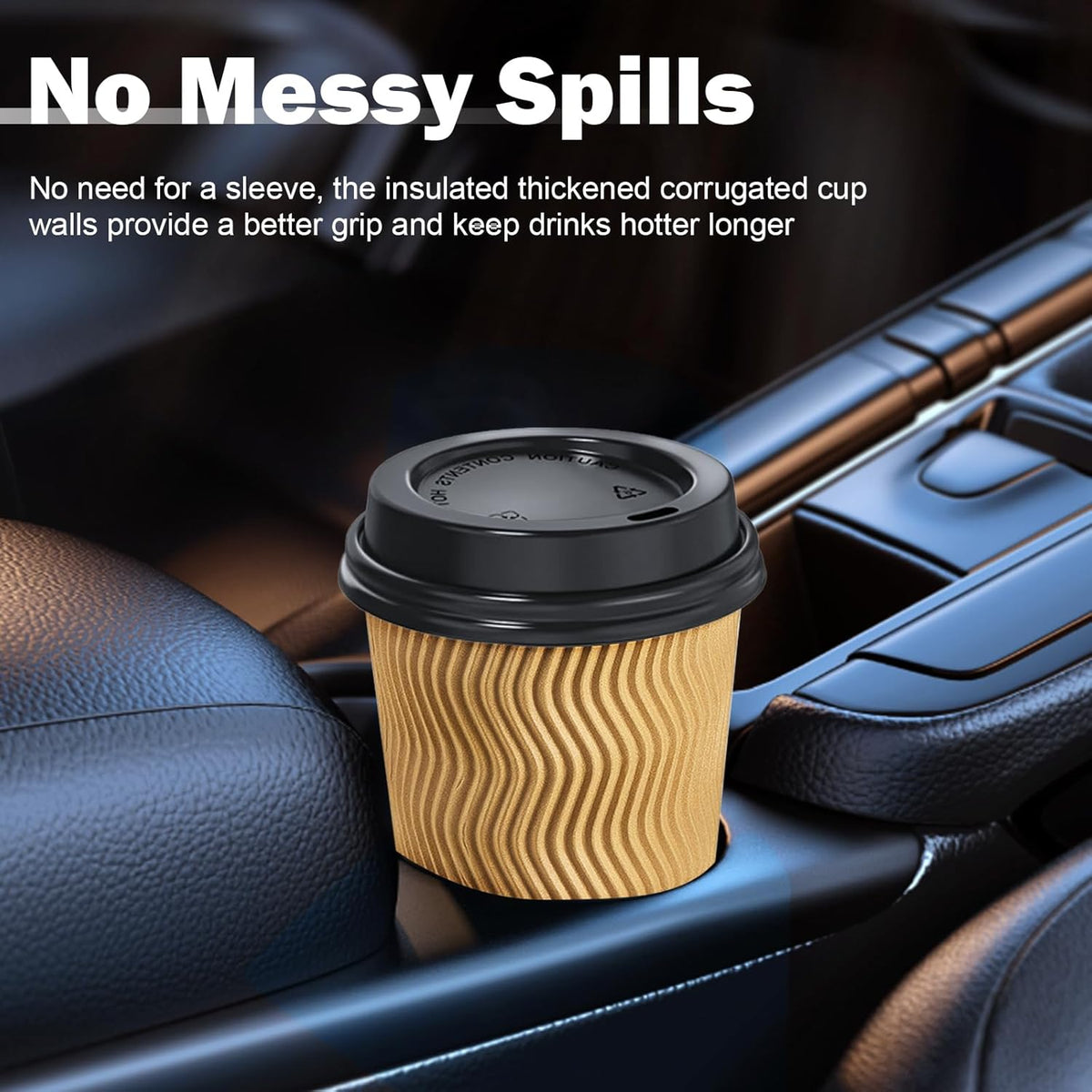 SIUQ 16 oz Coffee Cups-90 Pack Disposable Coffee Cups with Lids and Straws, Insulated Ripple Wall To Go Paper Coffee Cup for Coffee, Juice, Hot Chocolate and Hot Tea Drinks - Champagne