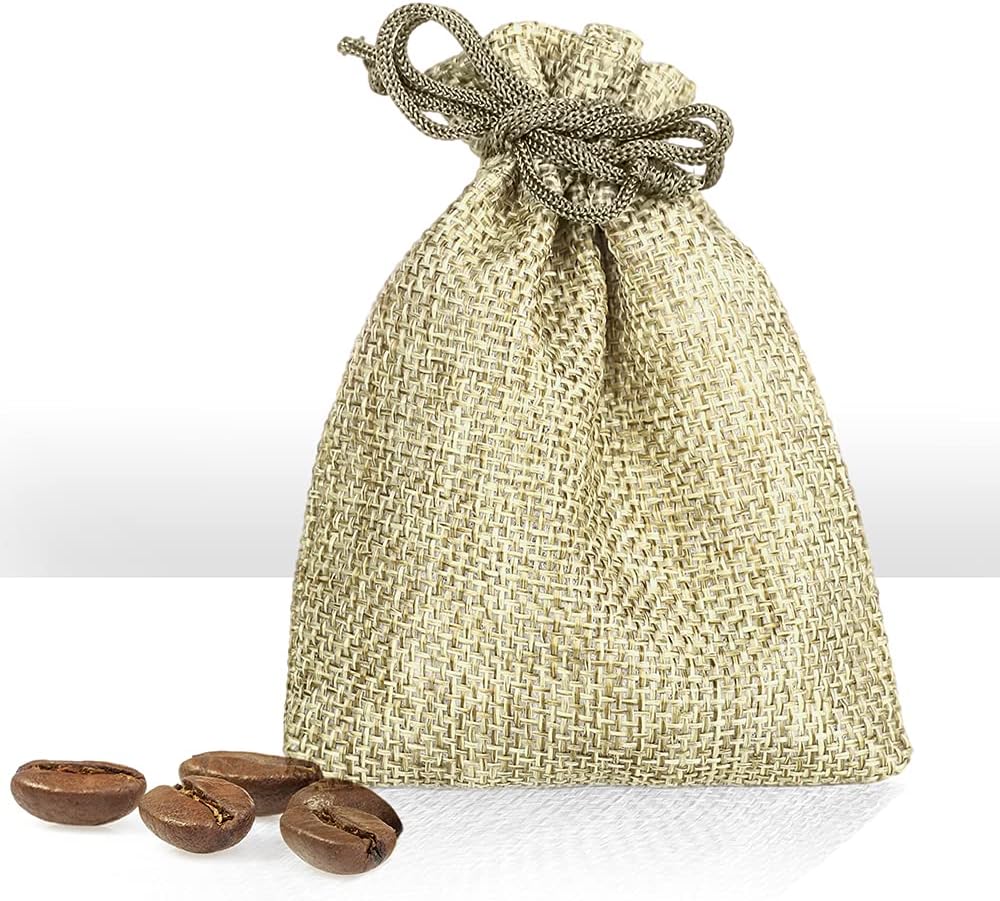 LYSXP 50PCS Burlap Bags with Drawstring,3x4 Inch Cream color Drawstring Gift Bag Jewelry Pouches for Wedding Party Favors, DIY Craft