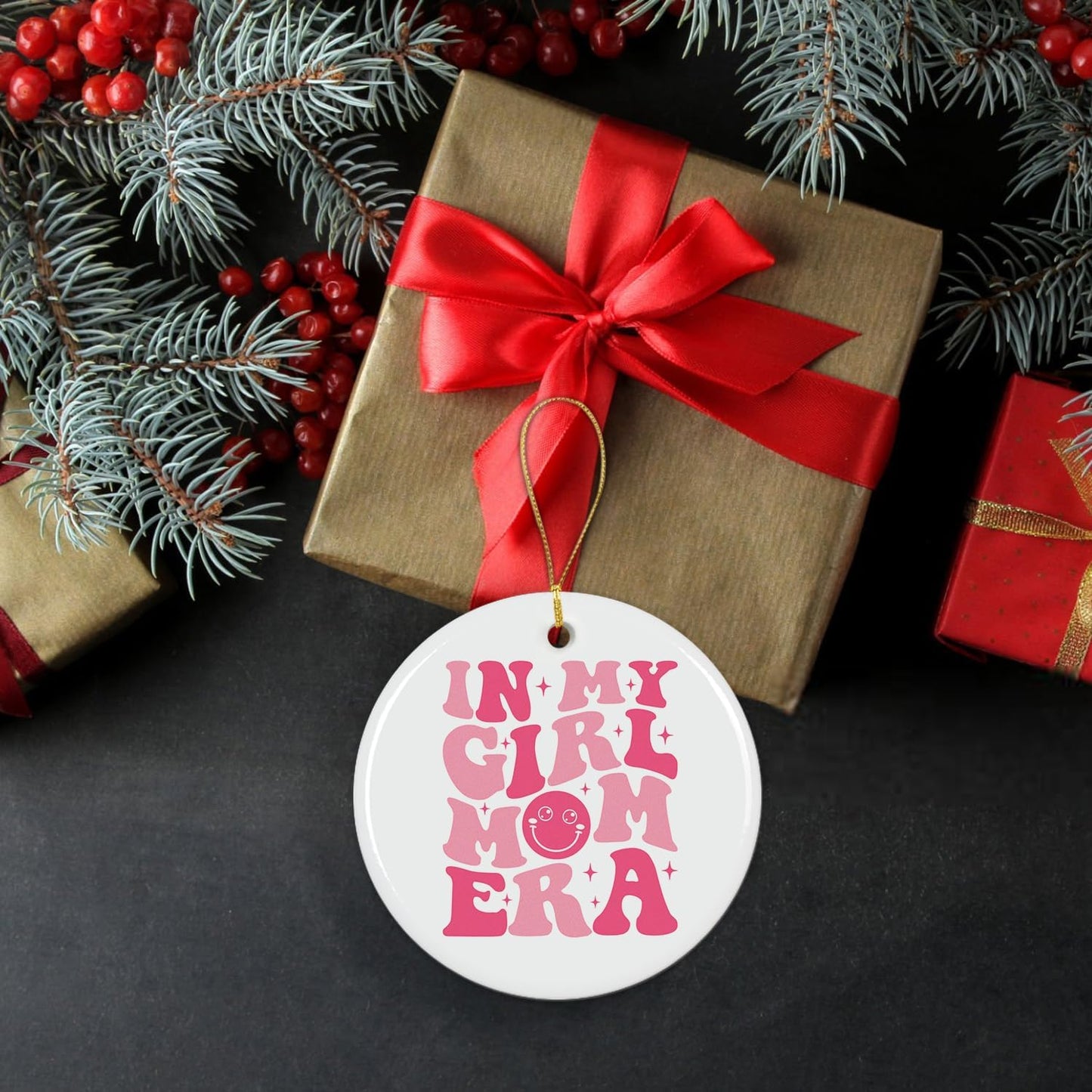 NewEleven Gifts for Girl Mom - Pregnancy Gifts, Gender Reveal Idea for Pregnant, Expecting Mother, Mama, Mom to Be, Mommy to Be, First Time Mama - Ceramic Christmas Ornaments