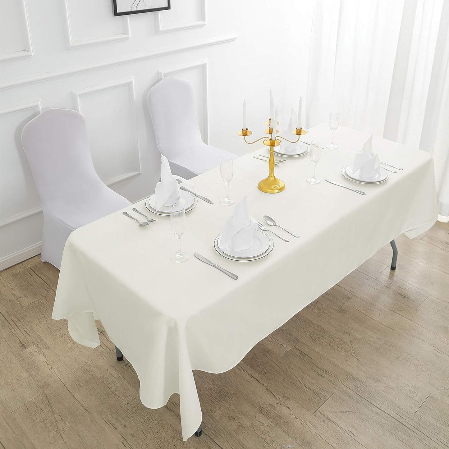 Rectangle Tablecloth 60x120 inch Washable Polyester Fabric Table Cloth for Wedding Party Dining Banquet Decoration(60x120, Ivory)