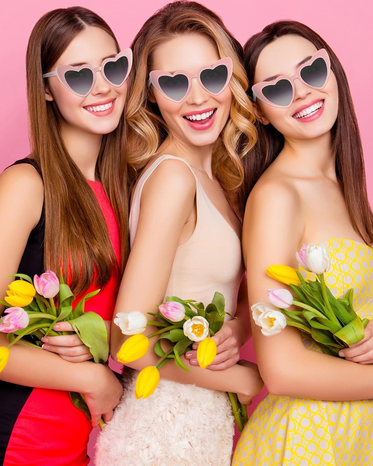Flutesan 20 Pairs Retro Heart Sunglasses Vintage Cat Eye Heart Glasses Women Bachelorette Bride Sunglasses Bulk