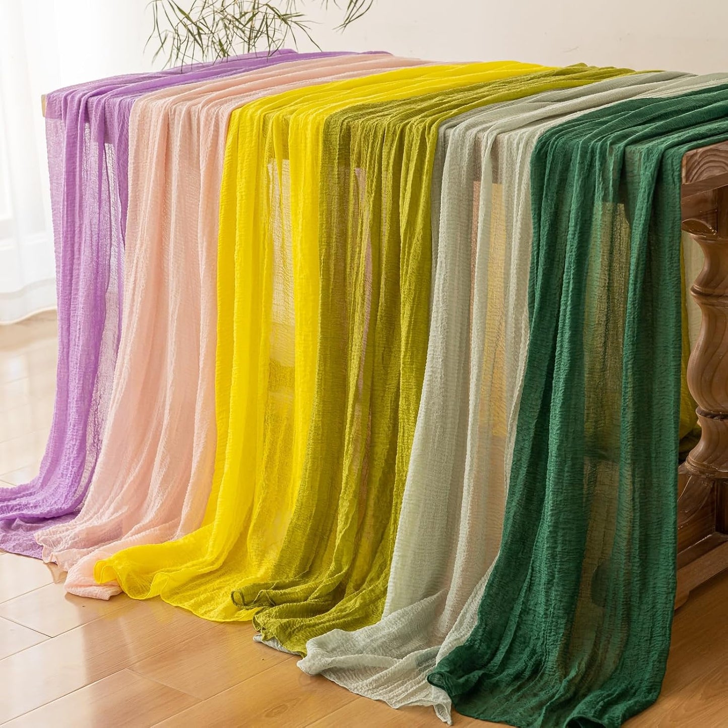 Table Runner Emerald Green Cheesecloth Gauze 120 Inch 10 FT Rustic Boho Cheese Cloth Table Decor for Wedding Baby Bridal Shower Party Long Sheer Vintage Christmas Decorations