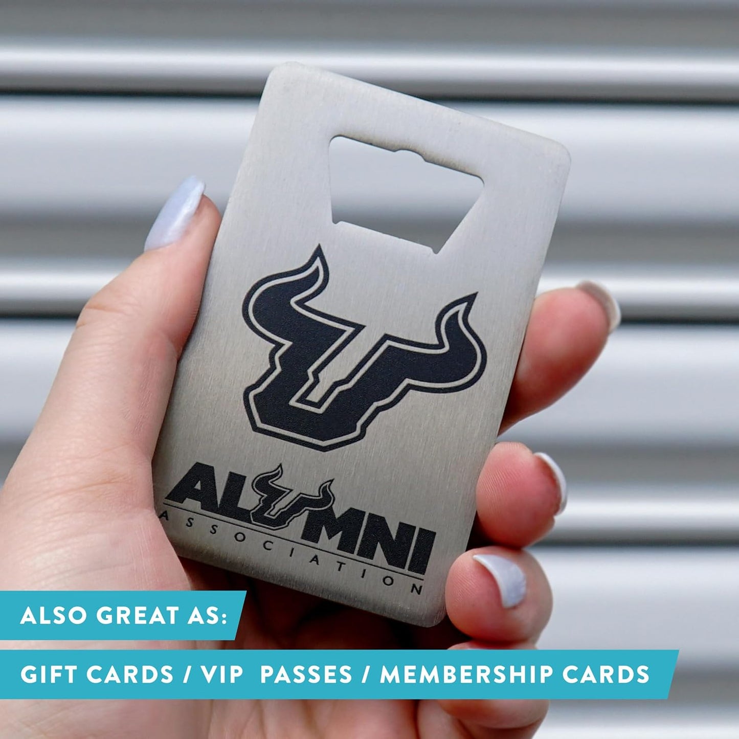 Custom Metal Bottle Opener Business Cards (Stainless Steel, 50 pcs) - 2 Business Days Personalized Stainless Steel Bottle Opener With Your Logo Printed 1.5mm Thick