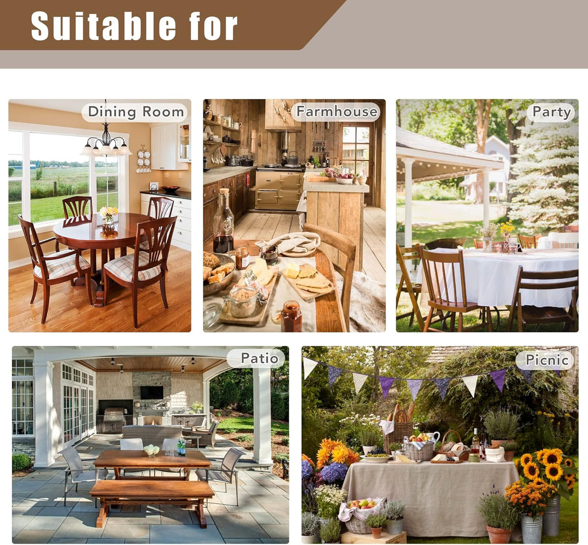 Fitable Beige Square Tablecloths 2 Pack, Linen Look Fabric Table Clothes, Rustic Holiday Table Covers for Kitchen Dining, Outdoor Picnic, Farmhouse (54 x 54 Inch)