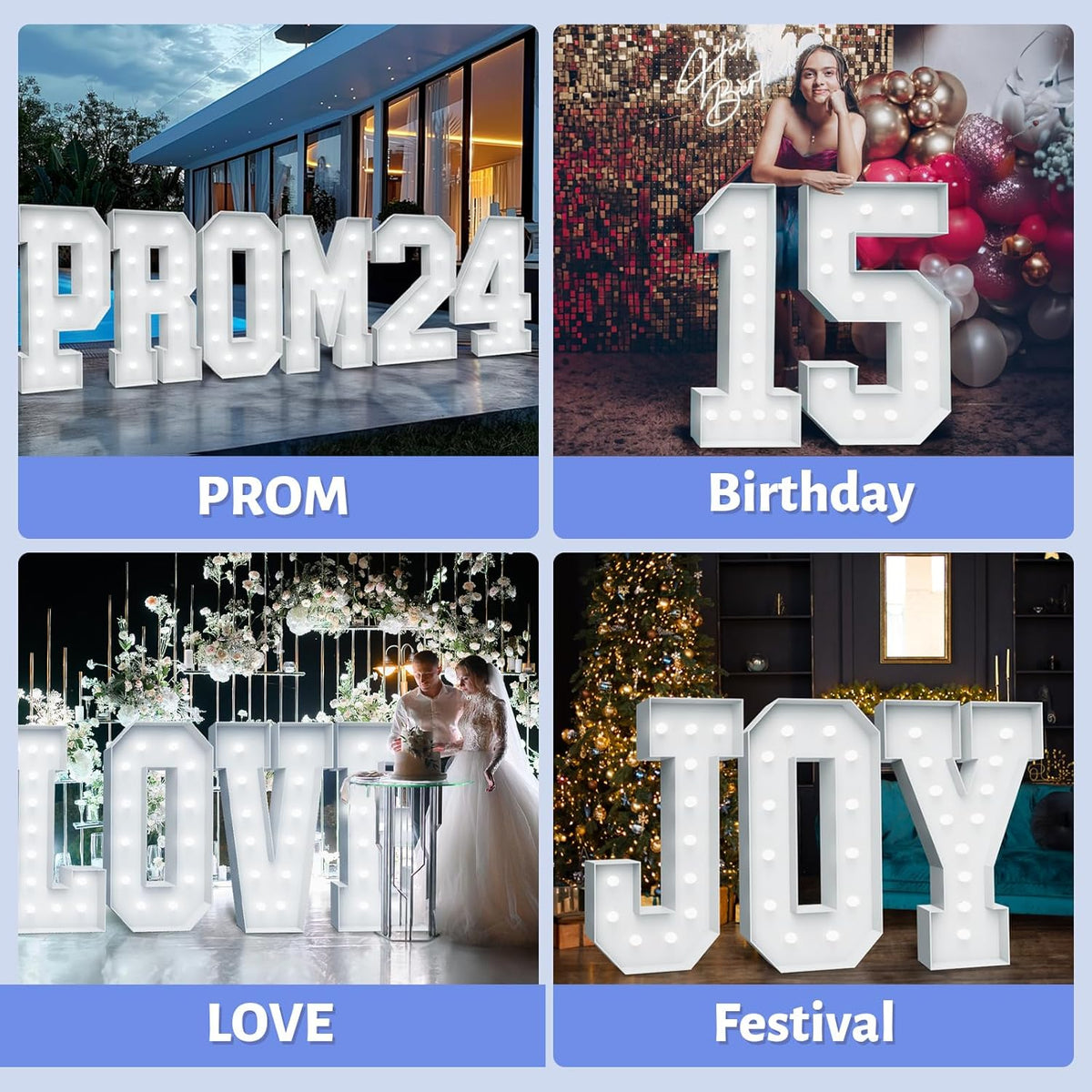 4FT Marquee Light Up Letters - Cool White Light Up Letters J with Fixed Water Bag, Party Decoration Large Marquee Light Up Letters can Be Used for Wedding Decoration, Birthday Party Decoration