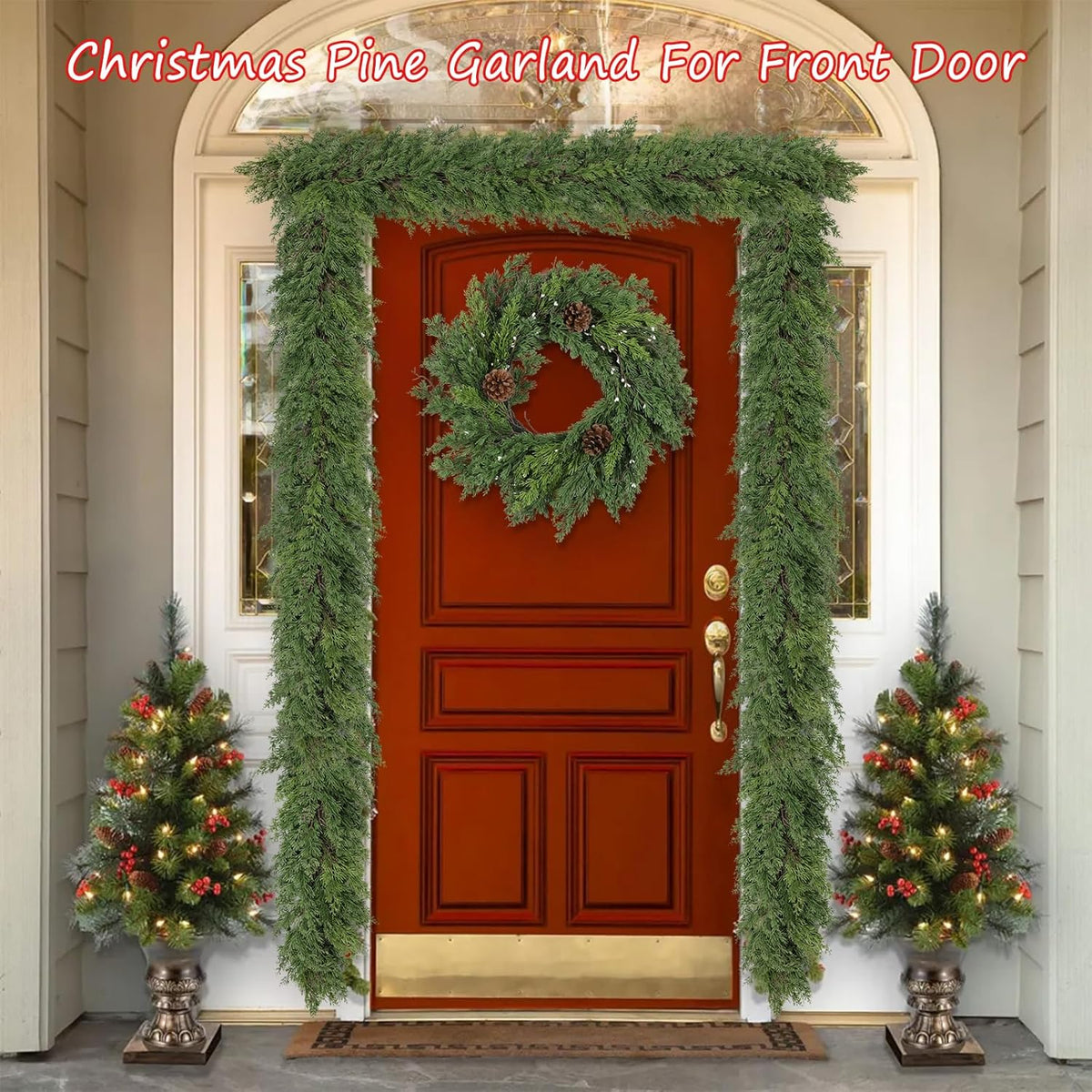Artgar 16 Ft Christmas Garland - Cedar Garland - Cypress Garlands - Real Touch Pine Garlands - Garland Christmas Decorations for Home Dining Table Mantel Porch Winter Christmas Decor