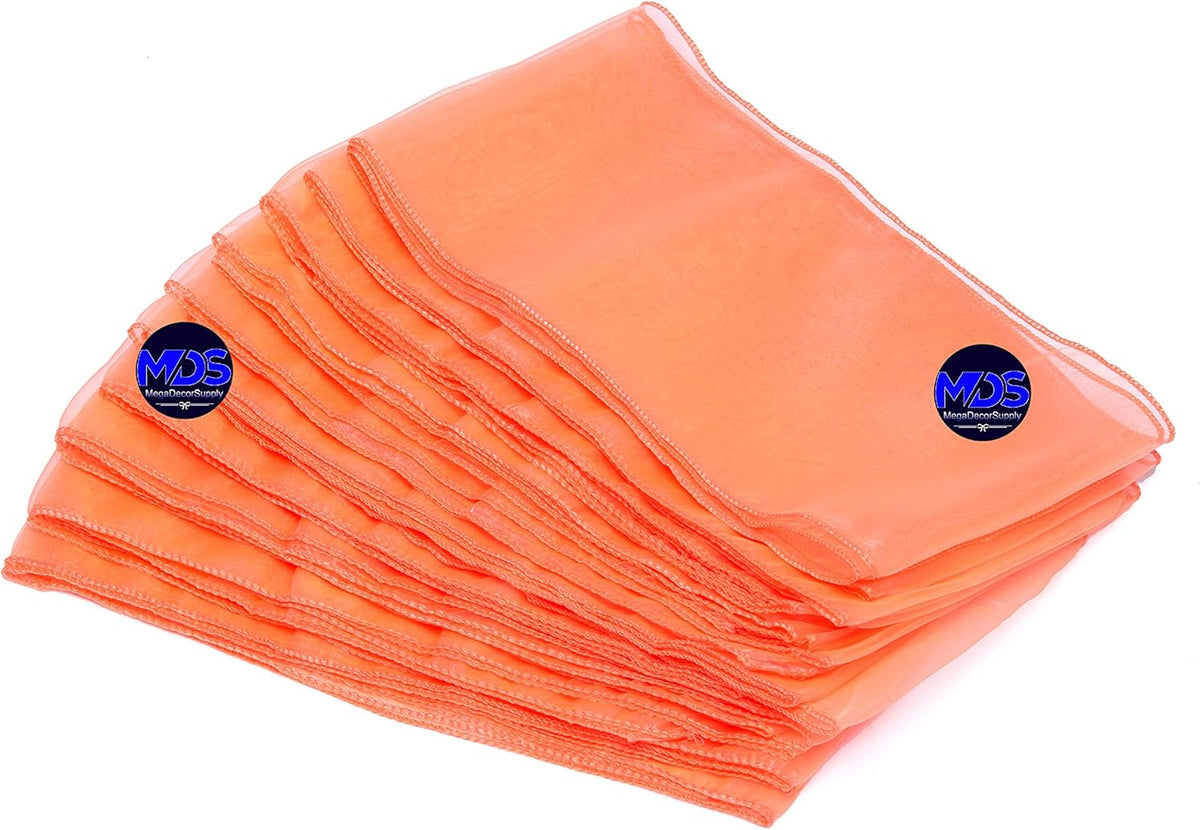 MDS Pack of 10 PCS Organza Chair Sashes Wider Dining Chair Bows Ribbon Tie Back for Wedding Party Birthday Bridal Shower Reception Event Banquet Home Chair Cover Decoration - Light Orange