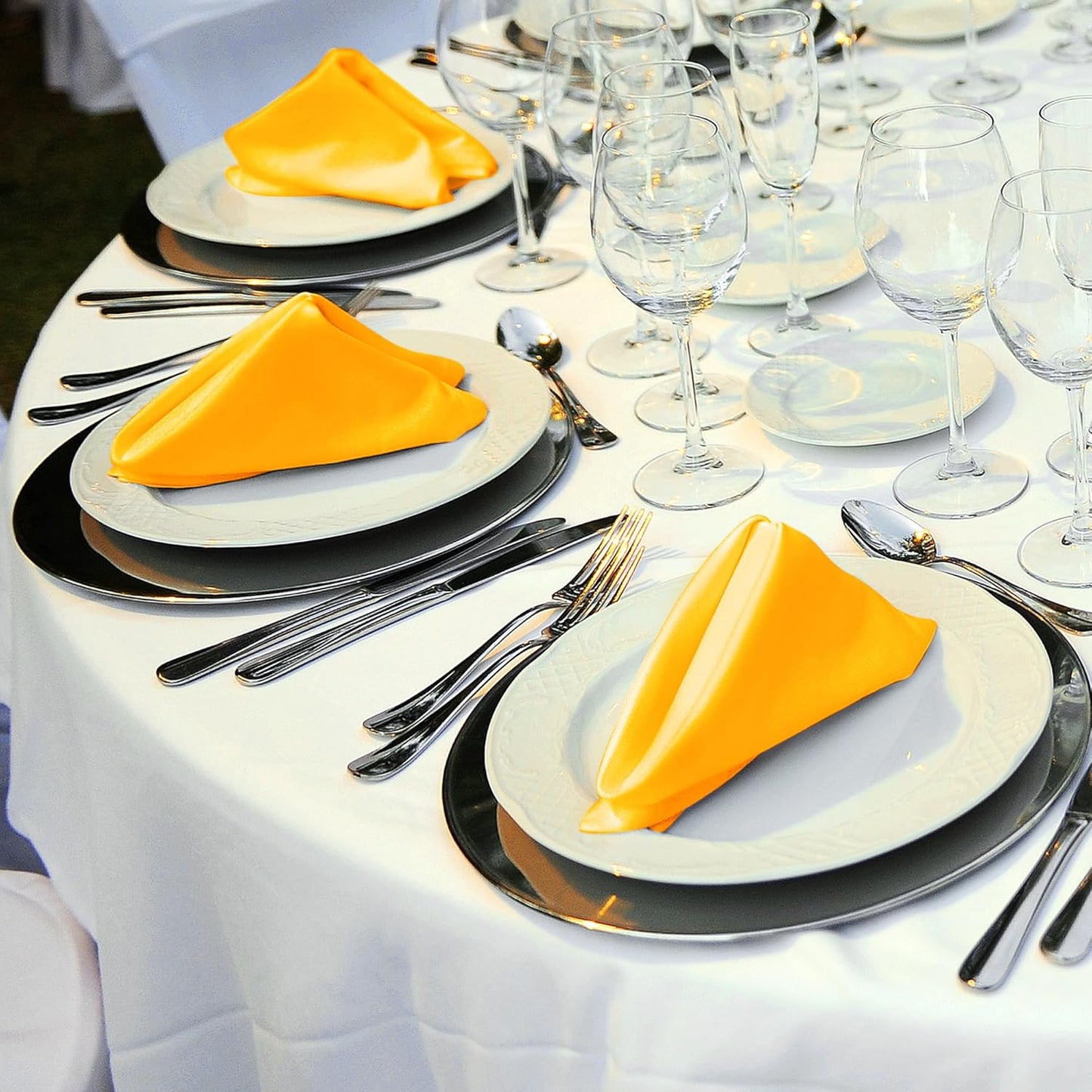 ANECO 12 Pieces Satin Napkins Soft Dinner Napkins Square Table Napkins 17 x 17 Inches for Restaurant Weddings Party Dinner Decoration (Pastel Yellow)