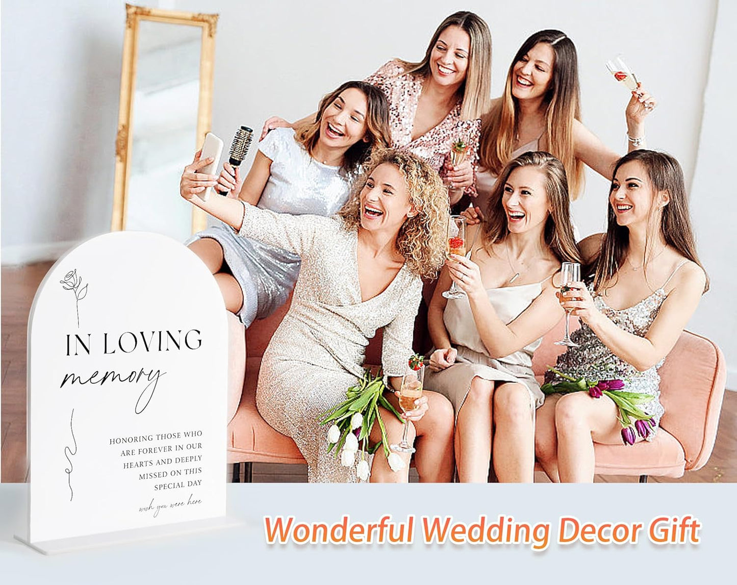 In Loving Memory Sign, White Arch Acrylic Wedding Sign, Memory Table Signs for Wedding Reception and Event Party, Bridal Shower Decor, Centerpiece Table Decorations Party-7