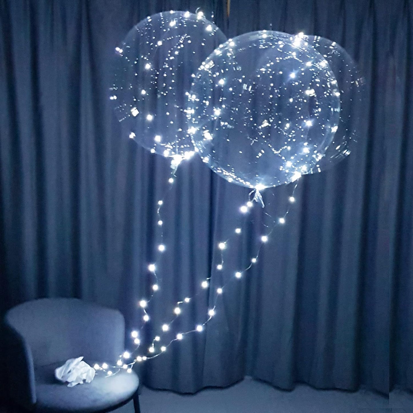 White LED Balloons Light up Bobo Party Balloons DIY kit-Clear Cold White LED Balloons for Helium or Air (cold white, 6 pack)