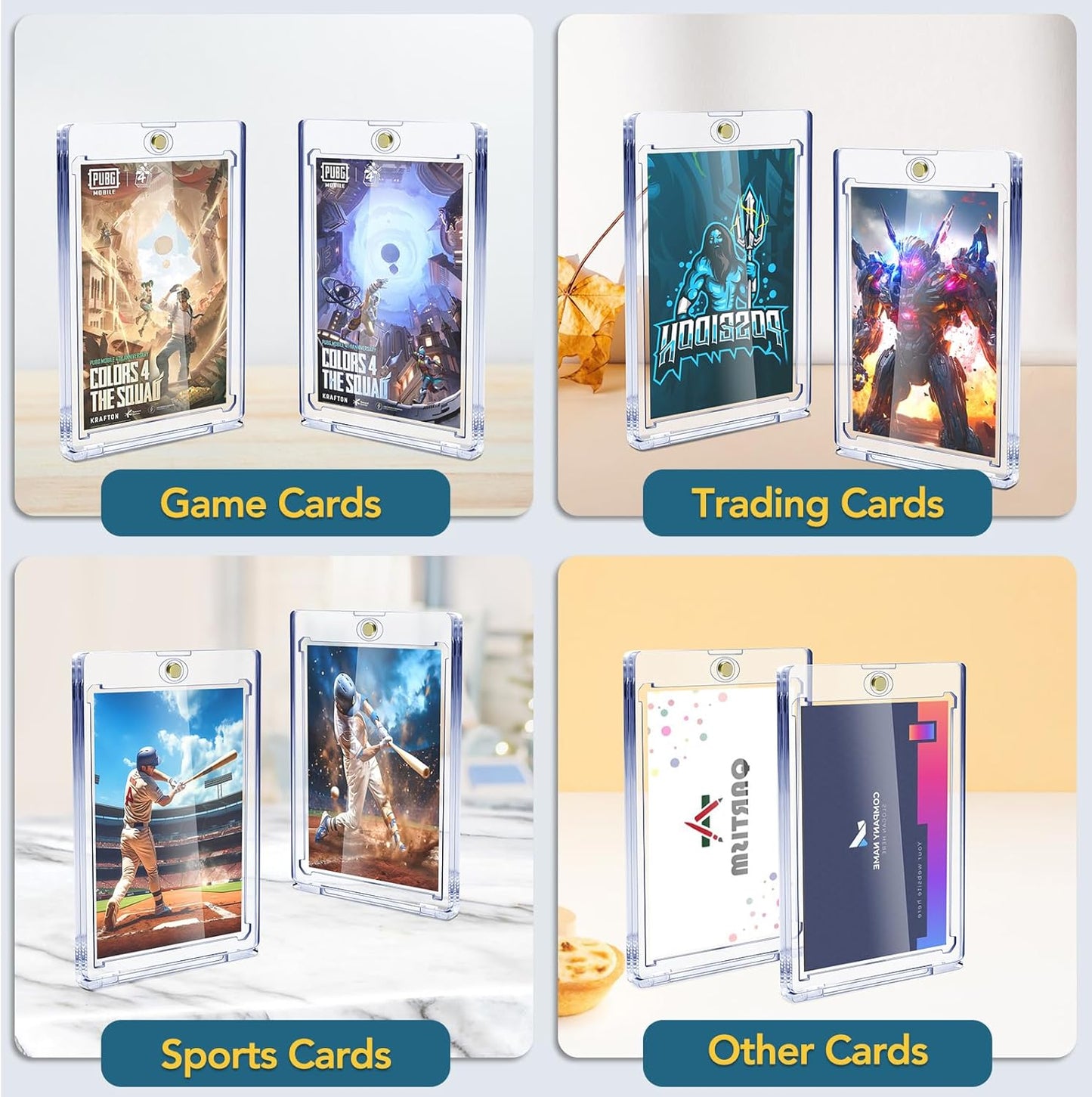 40ct Magnetic Card Holders, 35pt One Touch Card Holder, U-V Protection Hard Plastic Case for Trading Cards, Display Case for Sports, Baseball, Football, Game Cards