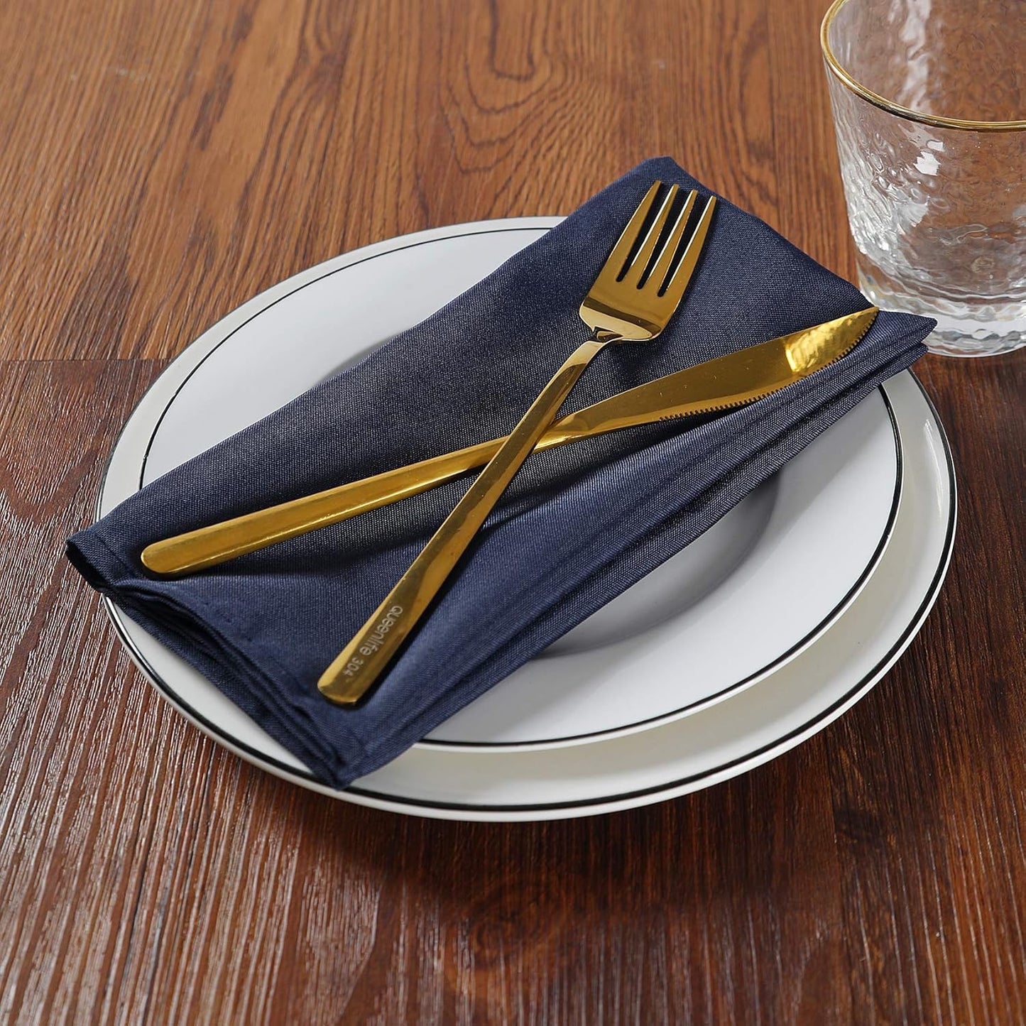 Cloth Napkins 17x17 inch Washable Polyester Dinner Napkins Soft Table Napkins for Wedding Party Dining Banquet(Navy,50PCS)