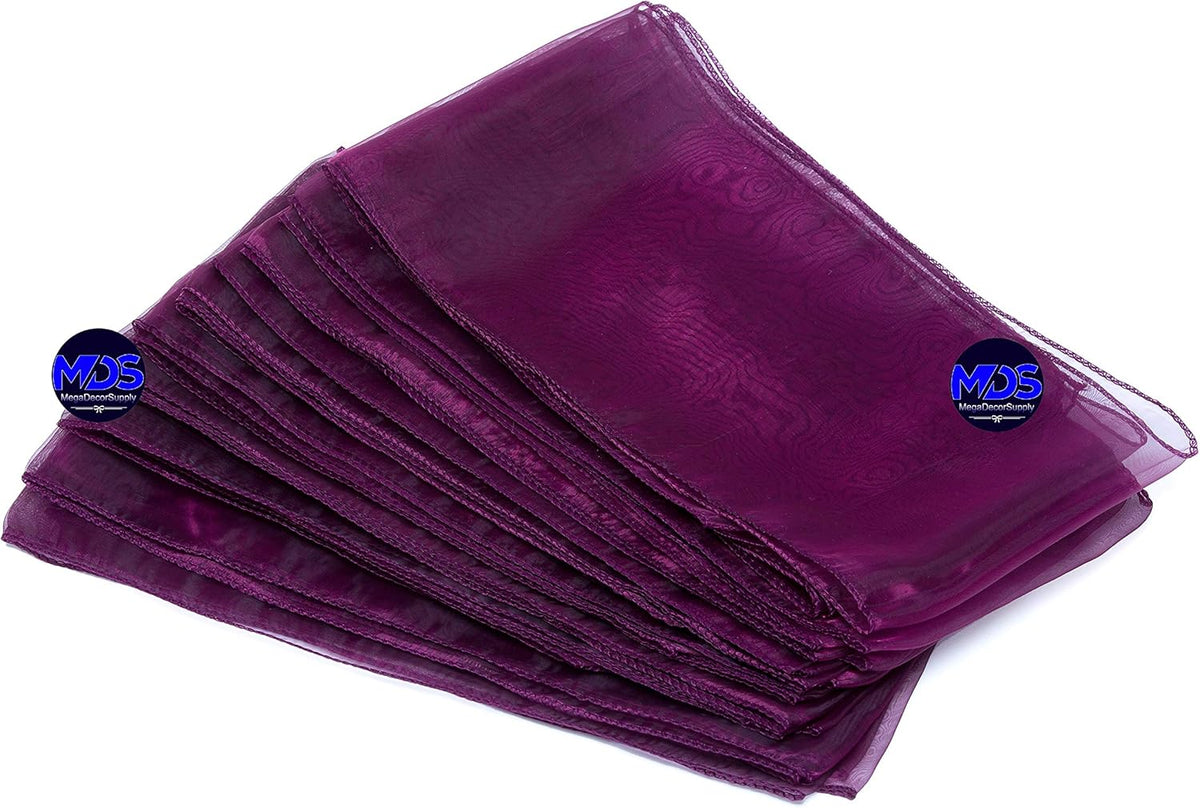 MDS Pack of 200 PCS Organza Chair Sashes Wider Dining Chair Bows Ribbon Tie Back for Wedding Party Birthday Bridal Shower Reception Event Banquet Home Chair Cover Decoration - Eggplant