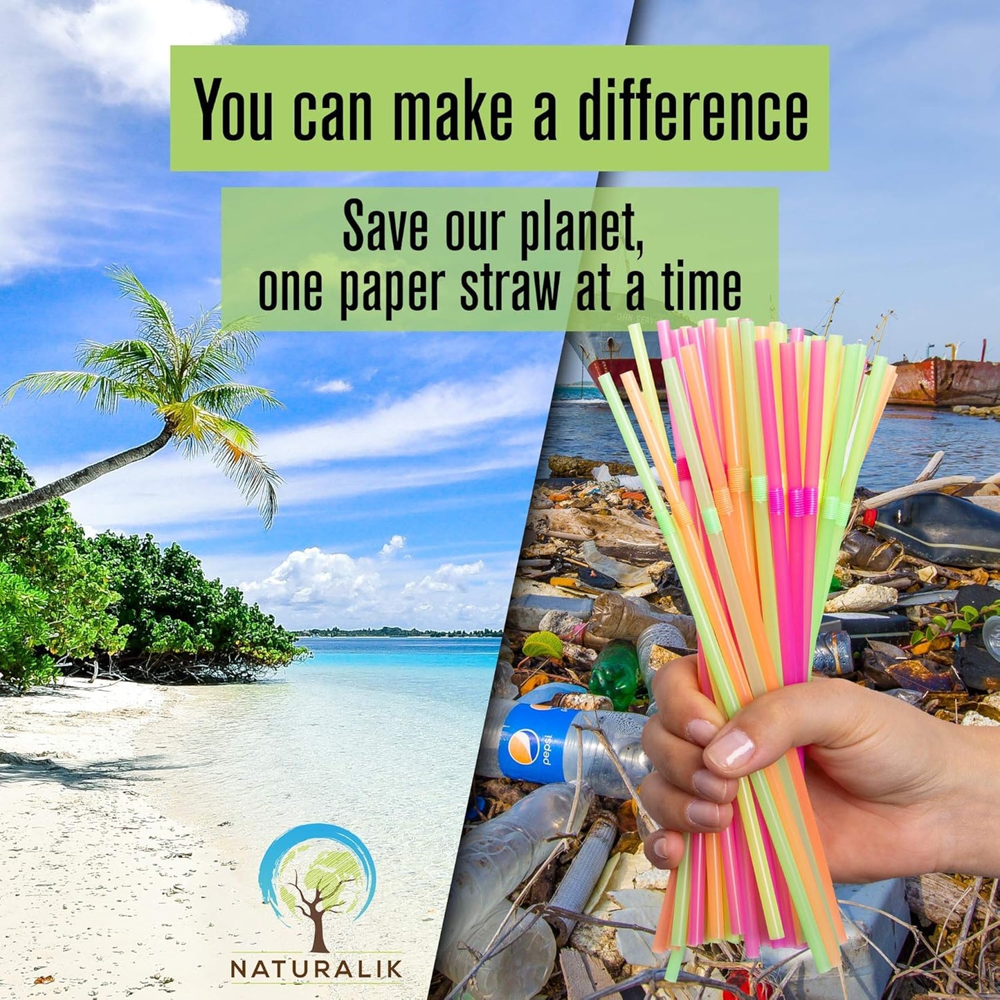 300-Pack Multi-Color Extra Durable Paper Straws - Biodegradable Premium Paper Straws for Juices, Restaurants and Party Decorations, 7.7" (Multicolor, 300)