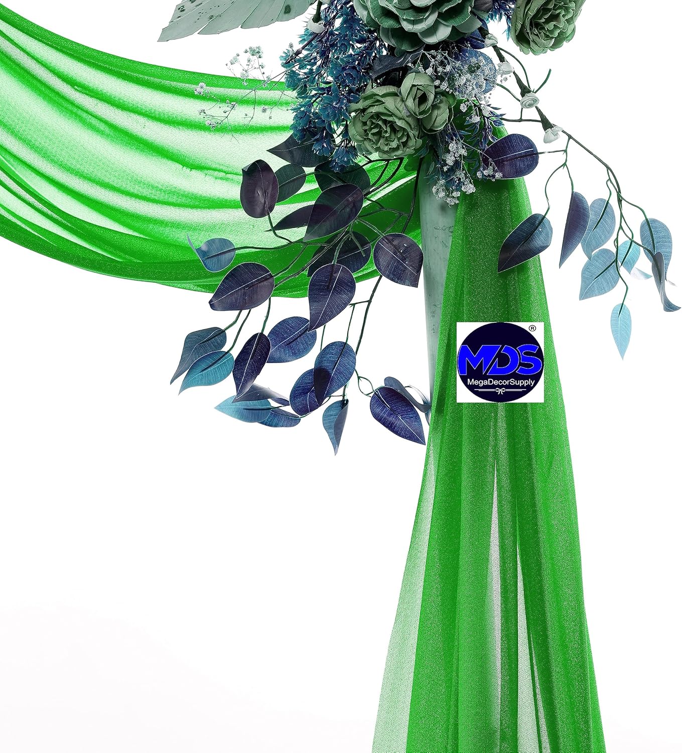 MDS Halloween Chiffon Draping Fabric - 1 Panel, 30" Wide x 40ft Long - Sheer Spooky Arbor & Canopy Drapery for Haunted House Backdrops, Party Ceilings, DIY Costumes & Themed Events - Green