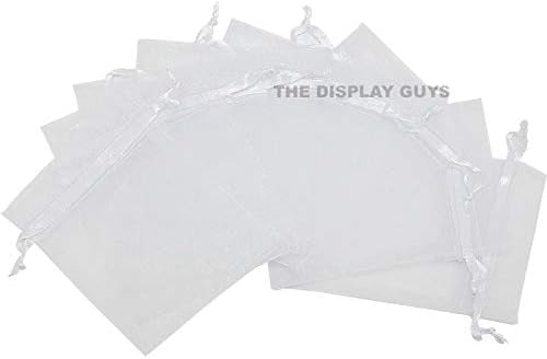 TheDisplayGuys 48-Pack 3x4 White Sheer Organza Gift Bags with Drawstring, Jewelry Candy Treat Wedding Party Favors Mesh Pouch