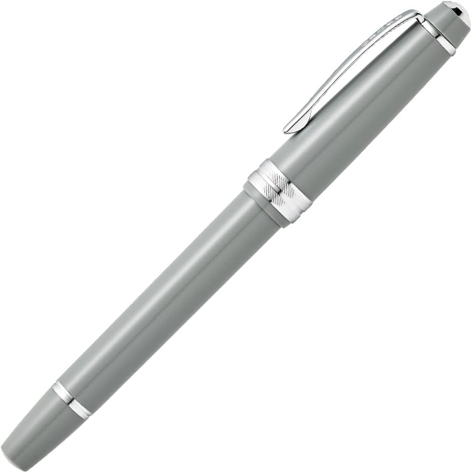 Cross Bailey Light Refillable Fountain Presented in a Everyday Gift Box - Medium Point, Black Ink, Polished Gray