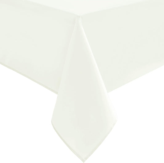 Hiasan Rectangle Tablecloth - Waterproof Washable Fabric Table Cloth for Wedding, Banquet, Gathering and Dining Room, 90 x 156 Inch, Ivory