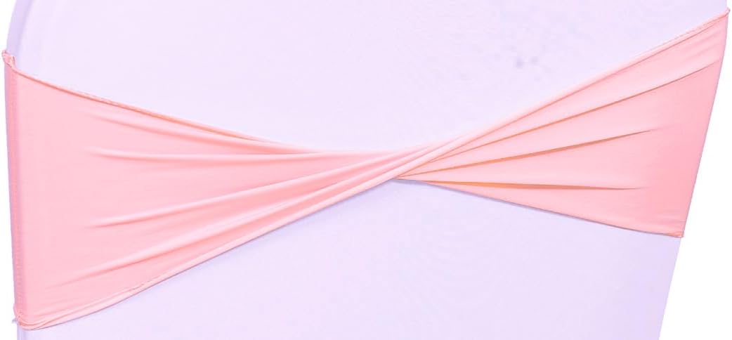 VDS Pack of 50 PCS | Dusty Rose | Spandex Chair Sashes Bows Without Buckle | Stretch Elastic Banquet Universal Folding Chair Band Tie with for Wedding Party Conference Celebration Event Decoration