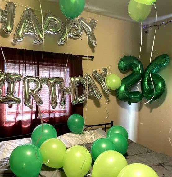 40 Inch Green Large Number 24 42 Birthday Balloon, Giant Number 24 42 Balloons, Foil Mylar Big Balloons for Anniversary Graduation Supplies Decorations