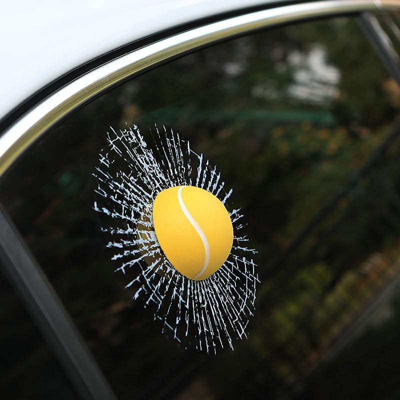 Car 3D elf Ball car Sticker, car Window Funny Creative Decorative Sticker(18cmx18cmx3cm) (Yellow Tennis Ball)
