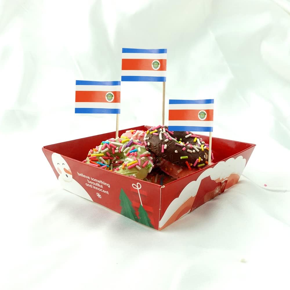 Costa Rica Flag Costa Rican Flag, Small Mini Costa Rican Toothpick Flags for Food, Cupcakes, Cocktails, Appetizers, Bar Party Decorations