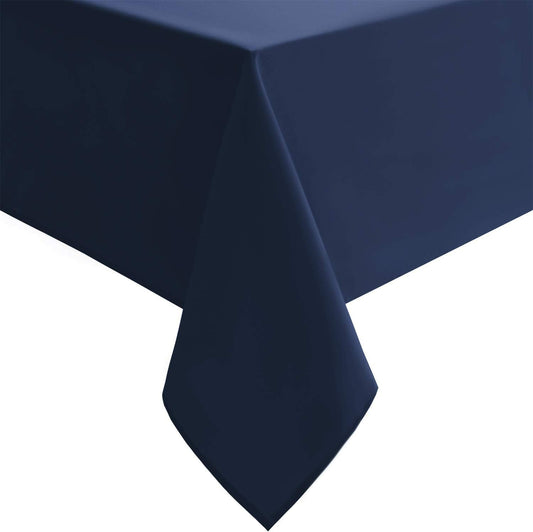 Hiasan Waterproof Tablecloth Rectangle - Washable Fabric Table Cloth for Dining Room Kitchen Birthday Party and Outdoor Use, Navy Blue, 60 x 140 Inch